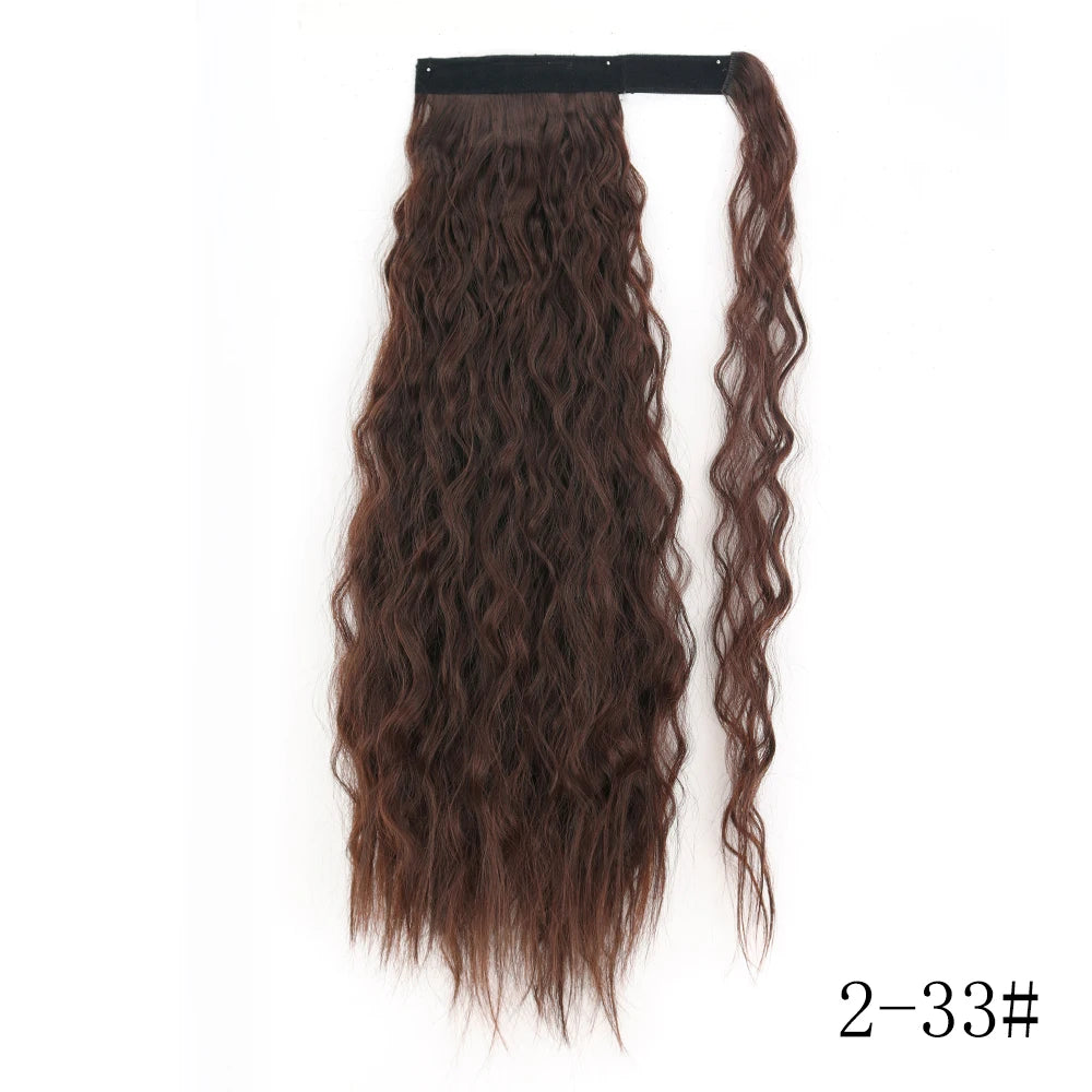 LISI GIRL Synthétique 22/34 Pouces Queue de Cheval enroulée Extensions de Cheveux Bouclés Afro Longs Postiches Queue de Cheval Faux Cheveux Résistant à la Chaleur