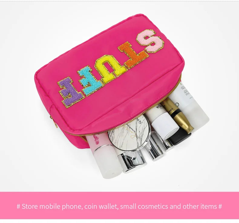 Makeup Bags Women Travel Cosmetic Bag Stuff Letter Toiletry Bag Organizer Waterproof Fashion Female Storage Make Up Cases Pouch