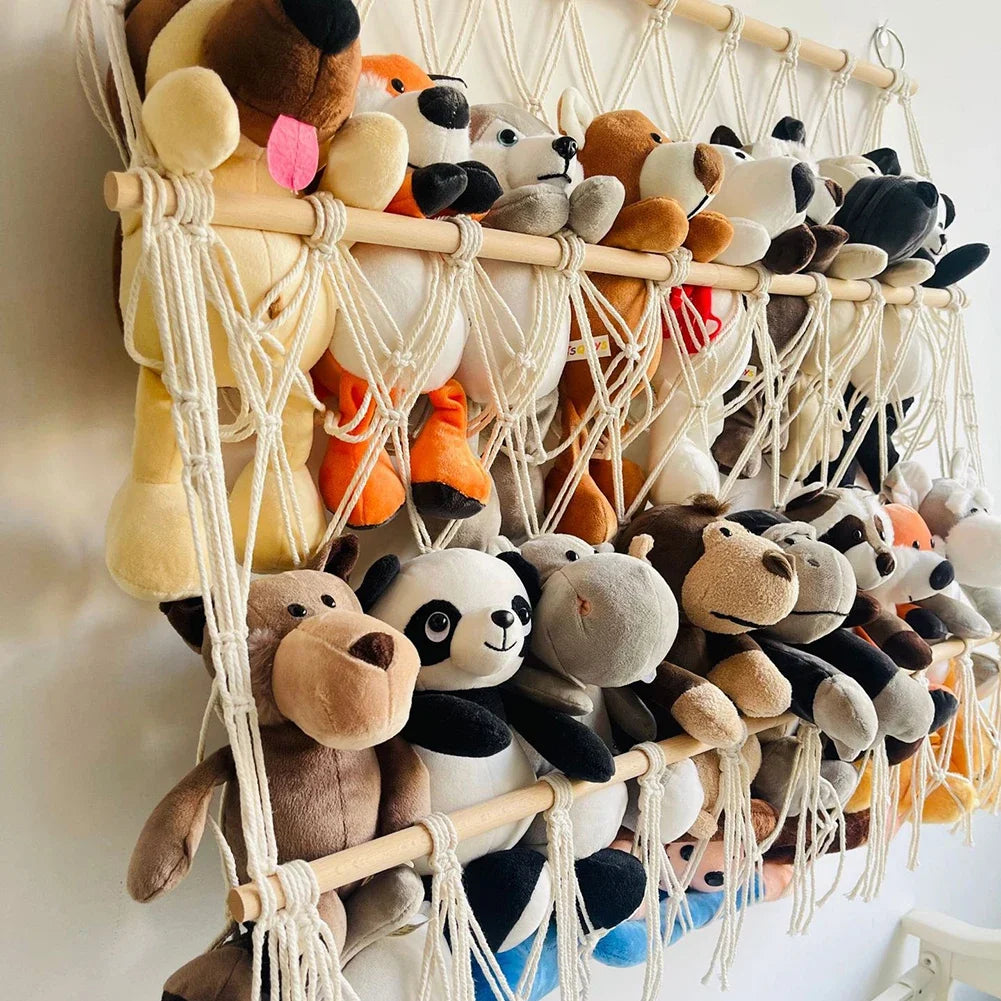 Stuffed Animal Storage Hammock Stuffed Animal Net With Hanging Hooks Hanging Toy Organizer For Children's Room Nursery