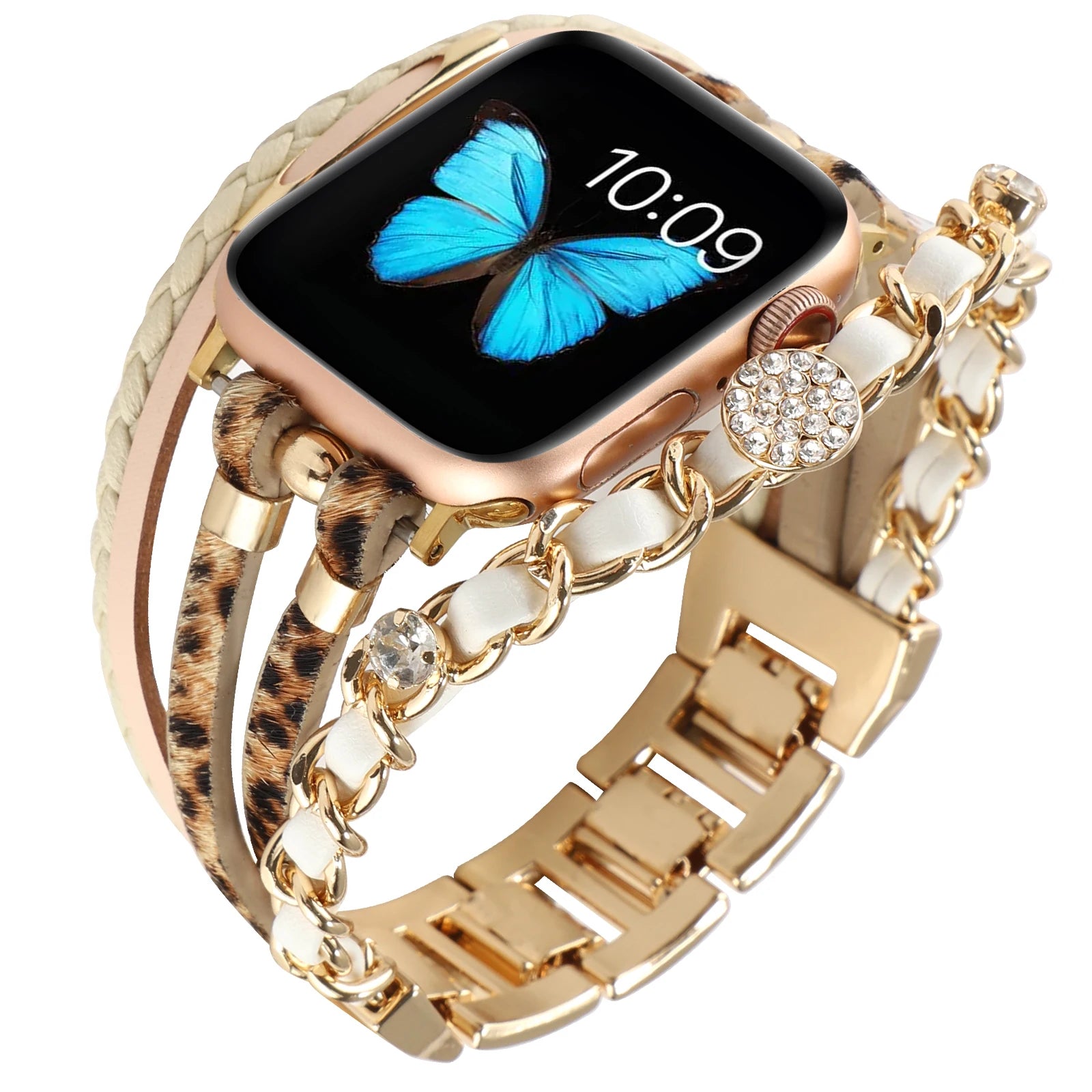 Metal Strap For Apple Watch Band Series876 SE54Ultra Women Jewelry Bracelet Chain IWatch 49mm 45mm 41mm 40mm 38 44mm Peal Wrist