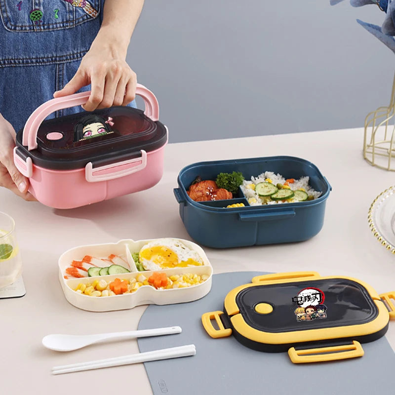 Demon Slayer Kimetsu No Yaiba Lunch Box Cartoon Anime Figures Dinner Pail Student Office Workers Large Capacity Sealed Bento Box