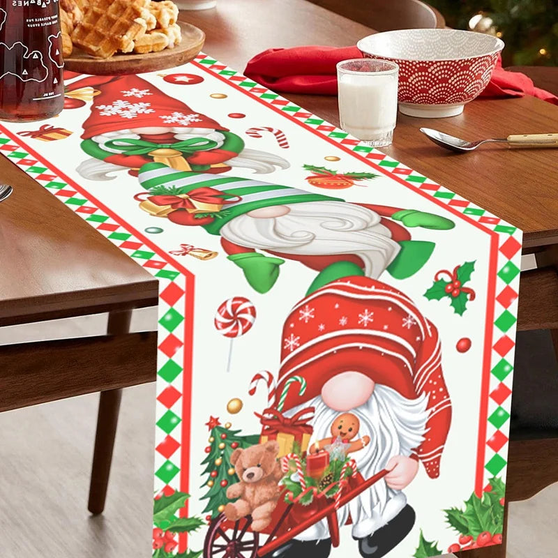 Camino de Mesa Navideño Decoración Fiesta de Navidad Camino de Mesa Papá Noel Muñeco de Nieve Navidad Natal Regalo de Año Nuevo