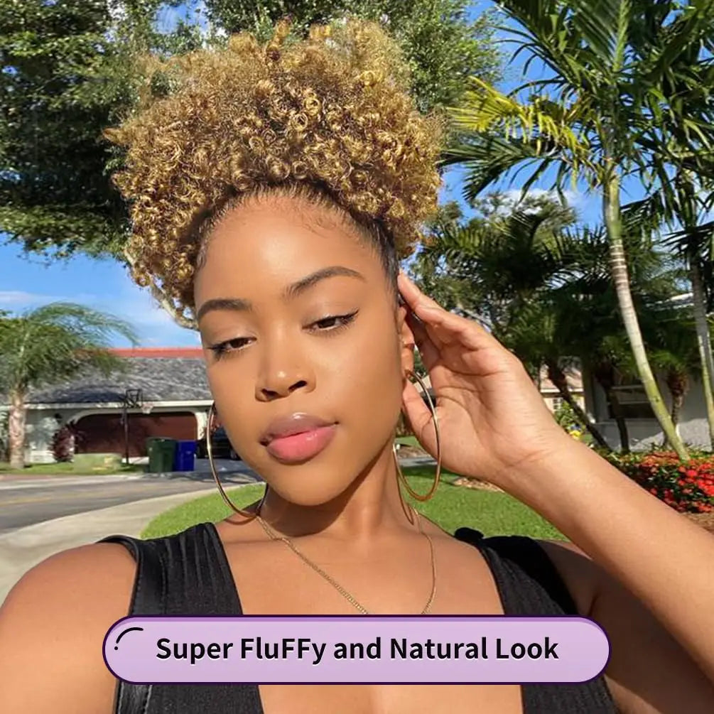 Synthetic Afro Puff Drawstring Ponytail for Black Women Short Kinky Curly Afro Ponytail Hair Puffs Afro Bun Ponytail