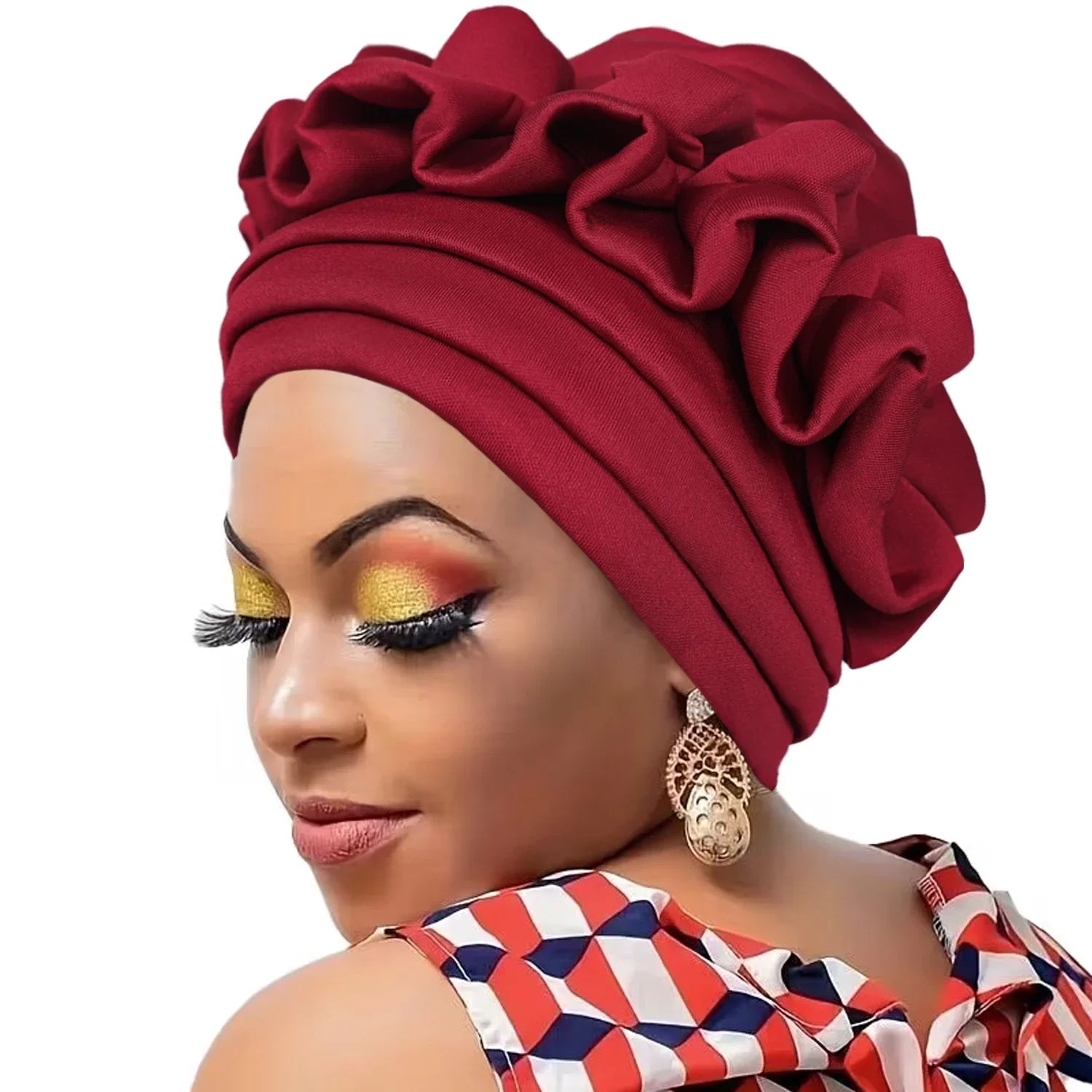 Women’s Raw Silk Pleated Turban – Elegant, African-Inspired & Perfect for Special Occasions