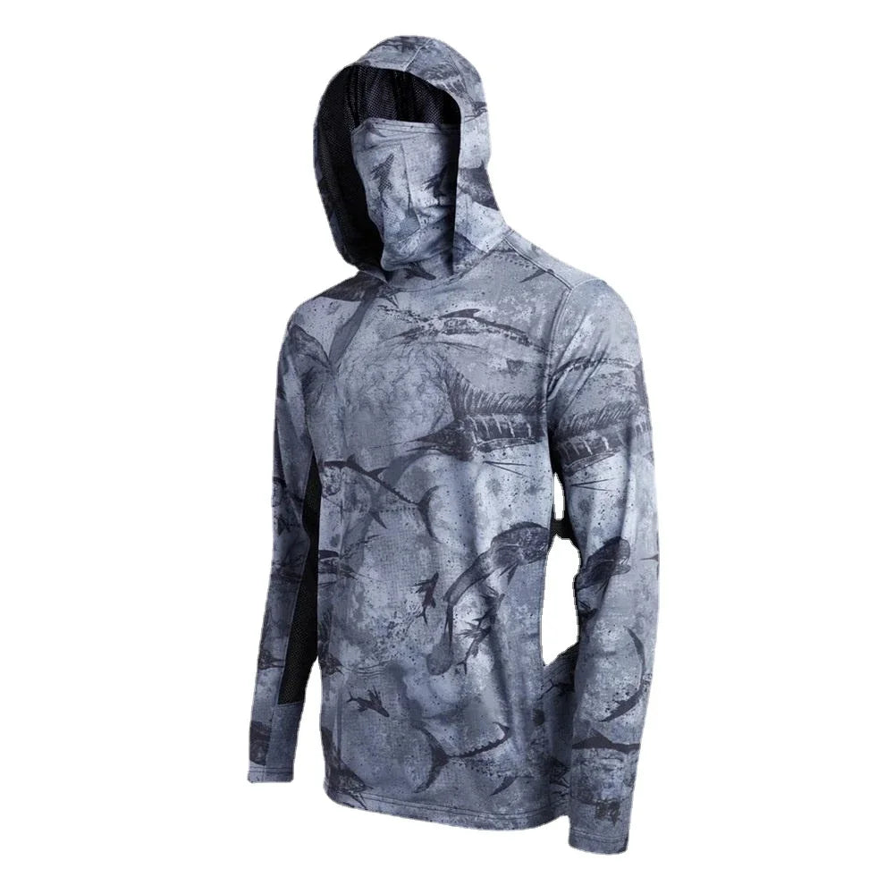 Gear Fishing Shirt Summer Long Sleeve Shirt UPF50 Quick Dry Breathable Hooded Fishing Clothes Anti-UV Fishing Shirts