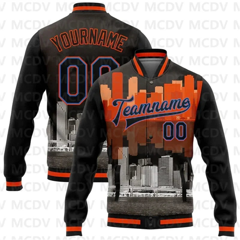 Pittsburgh City Edition Varsity-jakke – Tilpasset 3D-bomberjakke i svart og gull