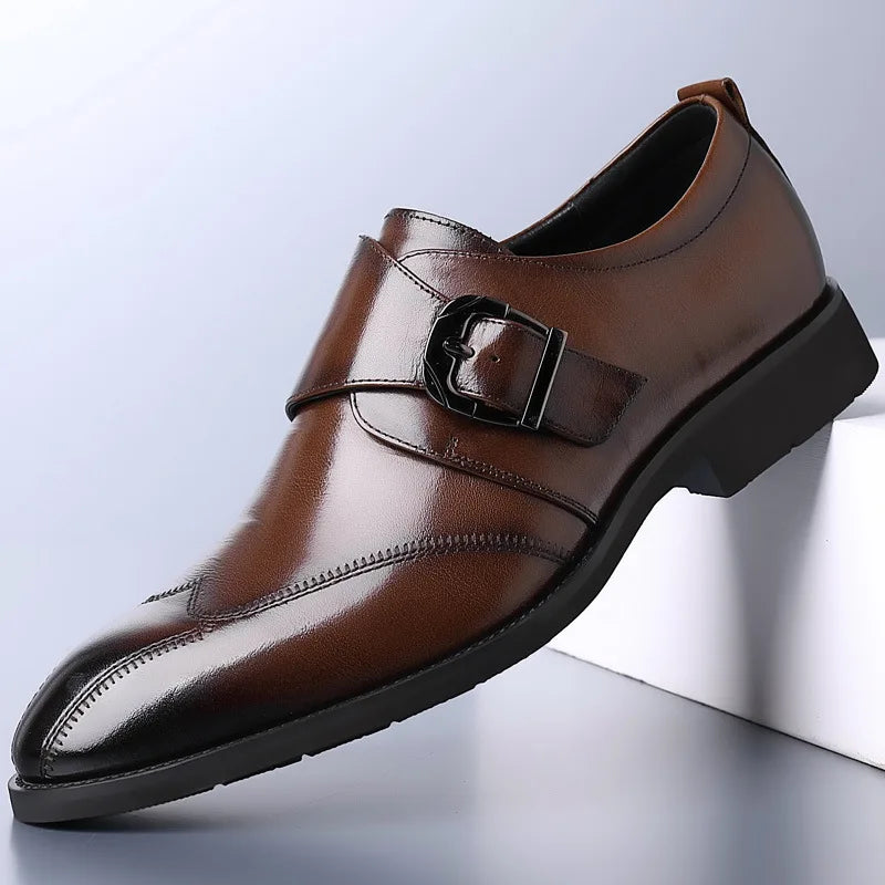 Zapatos de vestir de negocios para hombre con cierre, zapatos de cuero formales para hombre, calzado Oxford, mocasines Oxford de cuero de alta calidad para hombre