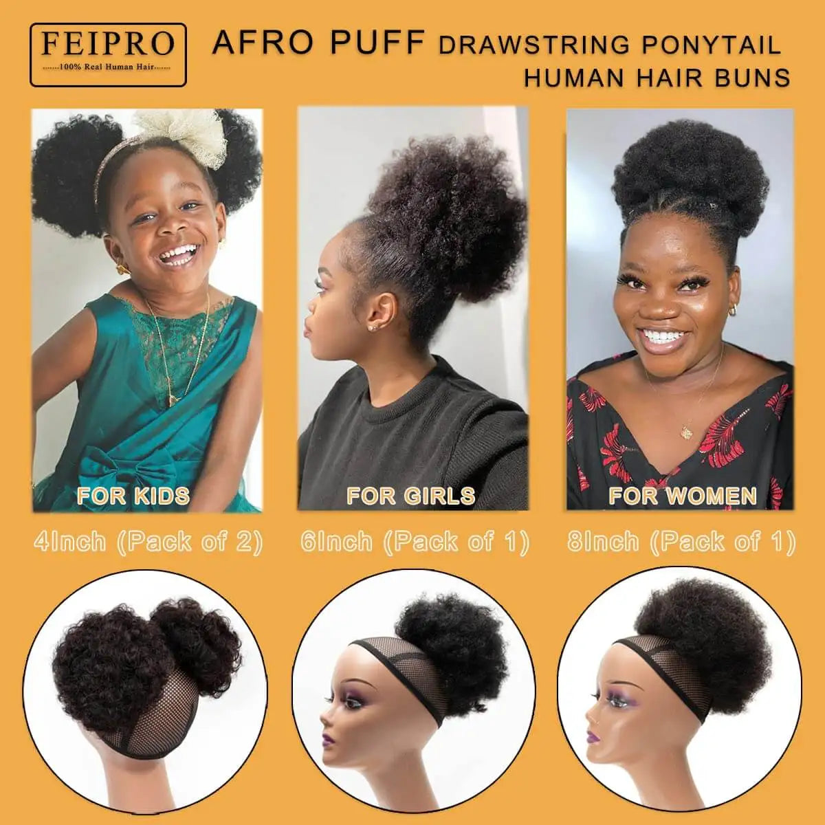Accessoires capillaires queue de cheval synthétique 6 pouces Afro Puff avec cordon de serrage, cheveux crépus bouclés doux, chignon élastique pour enfants et femmes