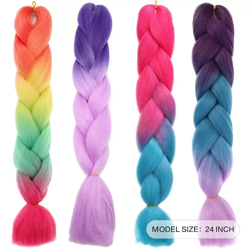 24Inch Jumbo Braids Extensions Synthetic Braiding Hair Afro Ombre Color wig for women braid