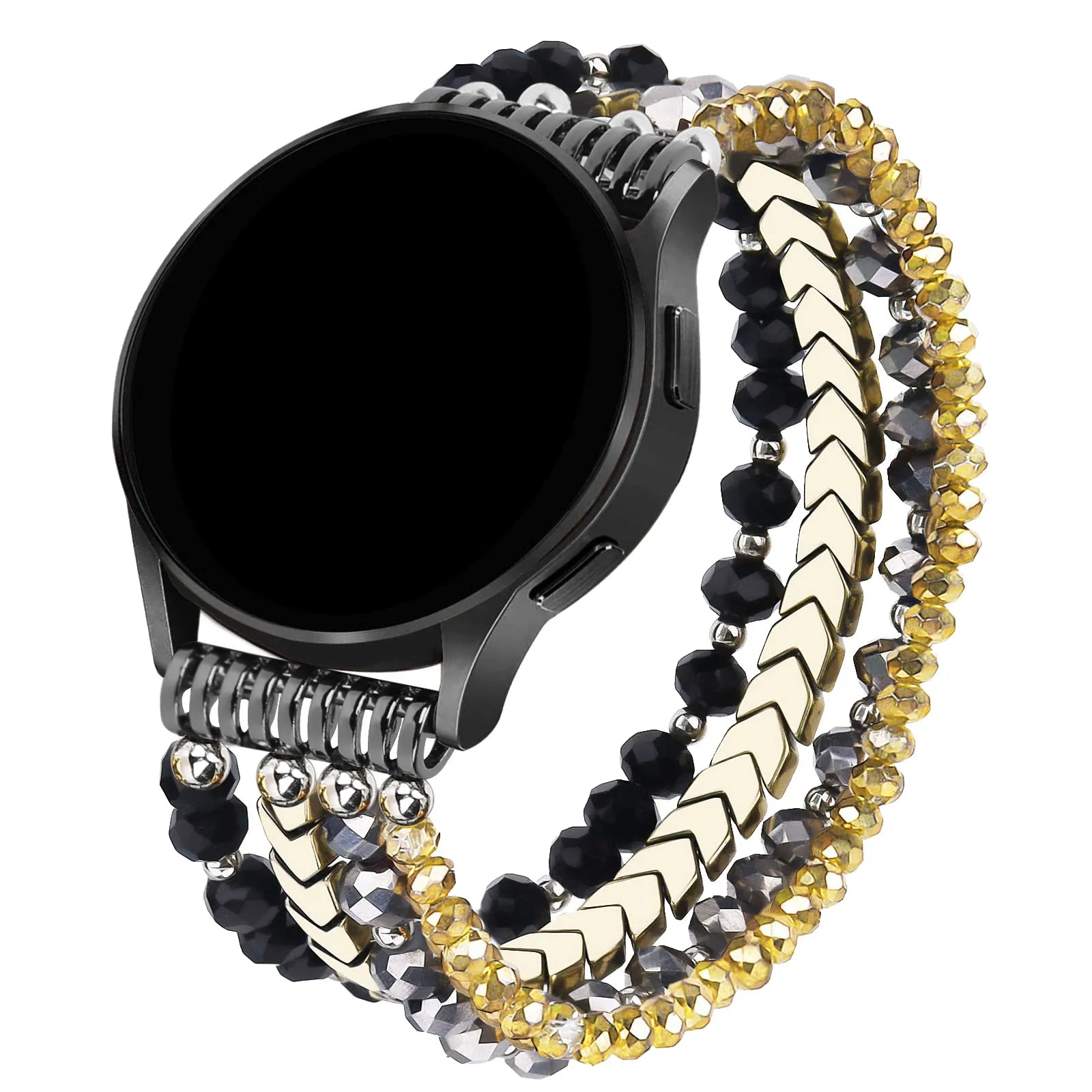 for Samsung Galaxy Watch 6/5/4 40/44mm Bands/Active 2 Watch 4 42/46mm Band Women, 20mm Handmade Fashion  Elastic Crystal Beads