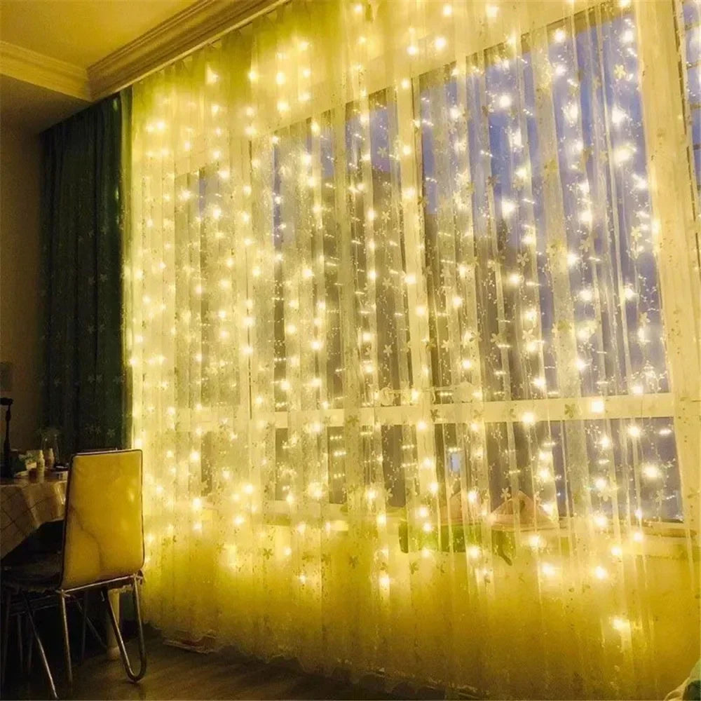 Christmas Fairy Light Party Birthday Decoration 8 Mode LED Holiday Garland Wedding USB Curtain String Light Home Decor 3M 6M