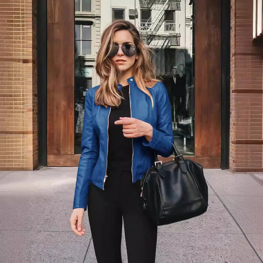 Vintage Women Pu Jacket Women High Street Coat Oversize Faux Leather Moto Biker Coats Punk Casual Cropped Outerwear
