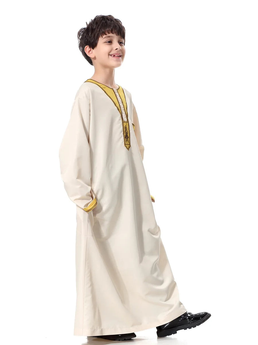 2025 Fashion Muslim Teenager Clothing Islam Men Summer Winter Eid Ramadan Prayer High Quality Elengance Party Boy's Robe Caftan