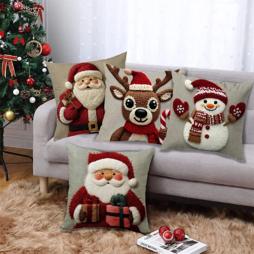 Christmas Pillowcase – Santa, Snowman & Elk Design