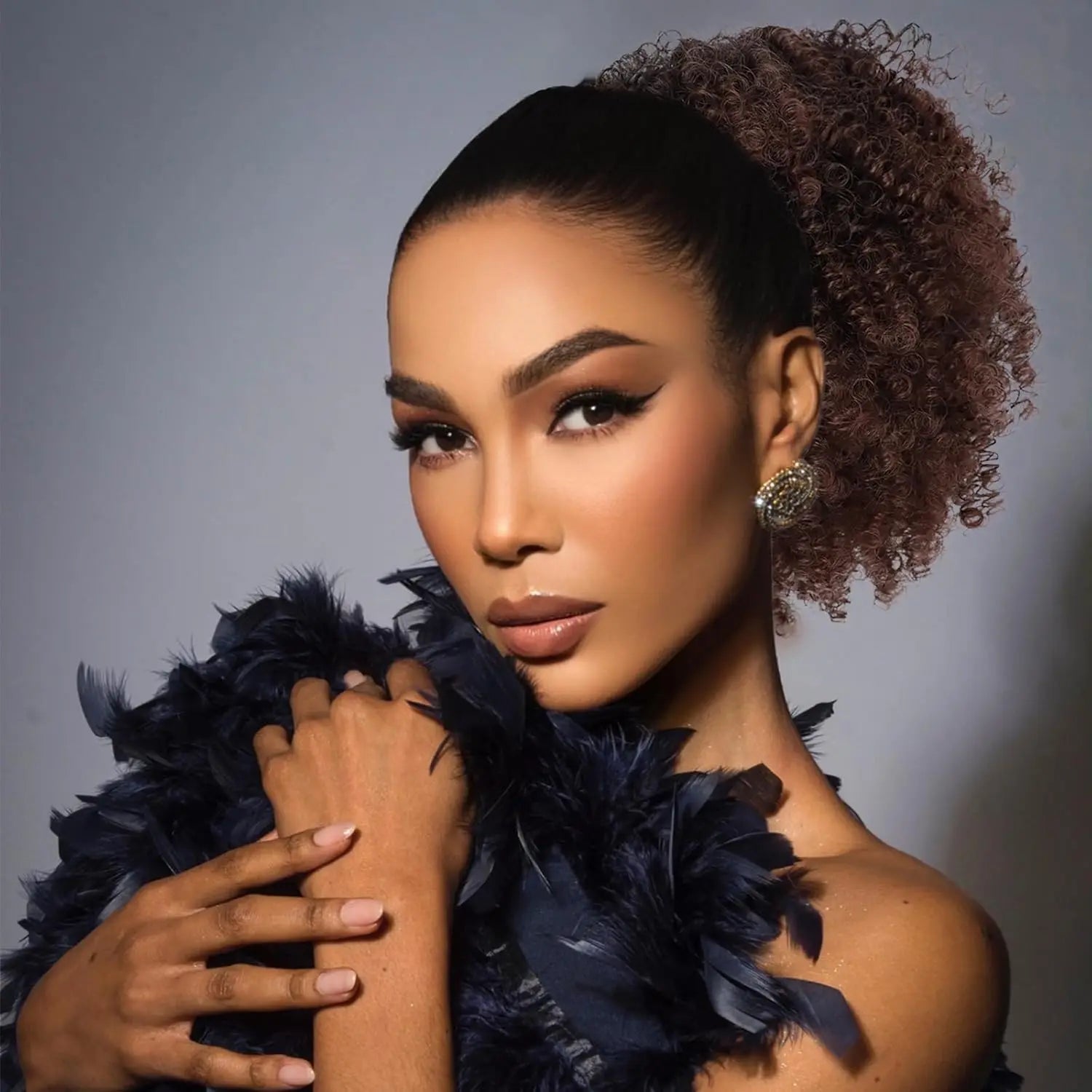 Synthetic Afro Puff Drawstring Ponytail Extension for Black Women Short Afro Curly Clip On Kinky Drawstring Bun