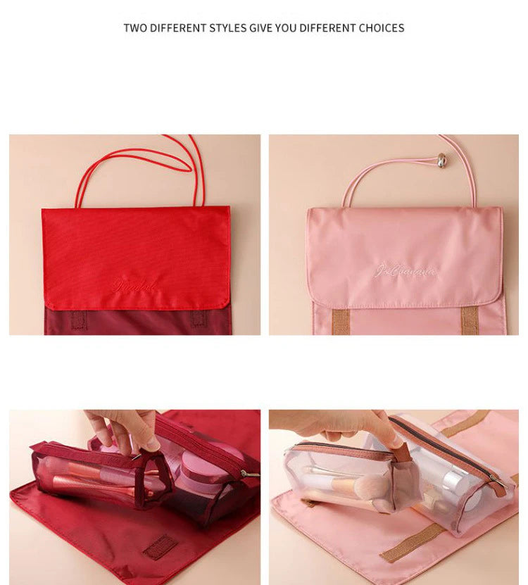 Makeup Bags Detachable 4Pcs in 1 Portable Cosmetic Bag Travel Folding Separable Toiletry Storage Bag Organizer Make Up Pouch New