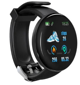 D18 Smart Watch – Heart Rate Monitor, Round Digital Fitness Watch for Men & Women (Band Included, Compare with D20/Y68)