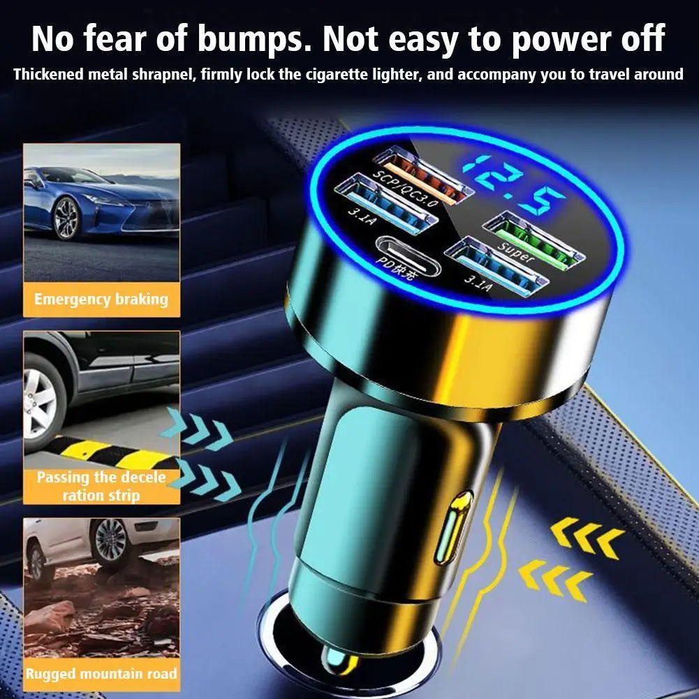 Chargeur de voiture 250 W QC 3.0, 4 ports USB PD, adaptateur de charge rapide USB 3.1 USB C pour iPhone