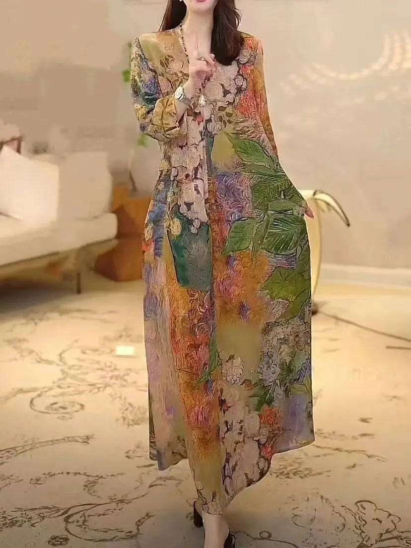 Design-sensual Long Dress for Women New French High-end Temperament Romantic Printed Fashionable Skirt