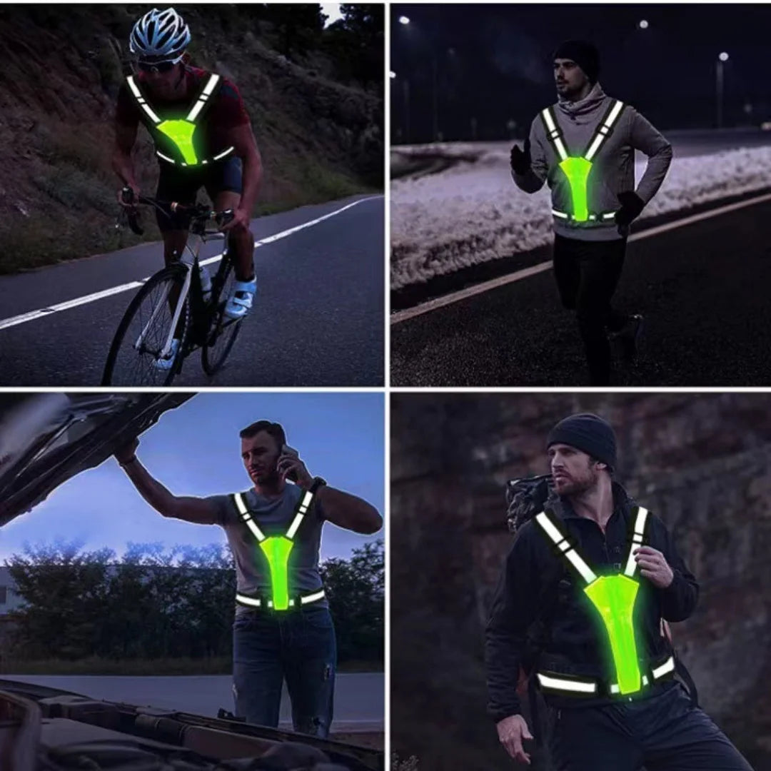 LED Reflective Tank Top for Night Running High Elastic Outdoor Sports Clothing Cycling Reflective Vest Sports Running Gear