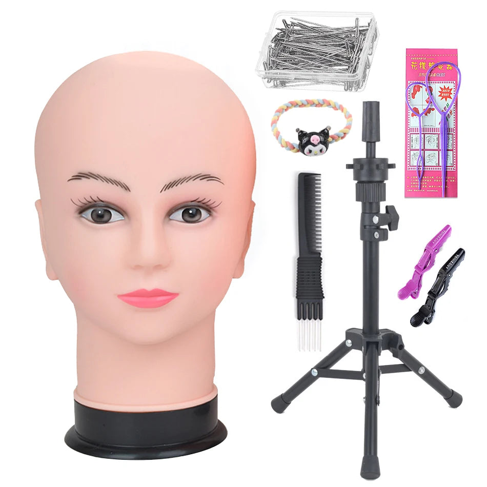 Mannequin Head With Tripod For Making Wig Hat Glasses Mask Display Cosmetology Manikin Head For Makeup Practice Wig Install Kit