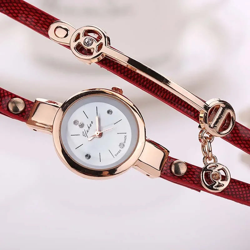 Fashion Women Bracelet Watch Gold Quartz Watches Wristwatch Women Dress Leather Casual Bracelet Ladies Watches Hot Selling Gift