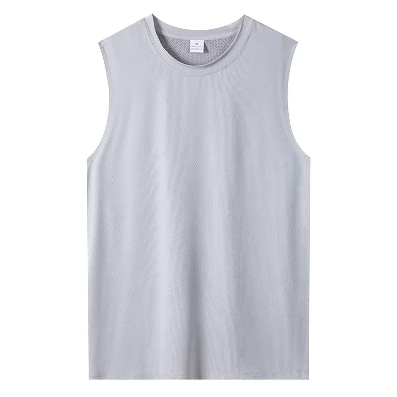 Men's Vest Black Breathable Quick-Drying Polyester Fiber Sports Sleeveless Vest Suitable for Gym Running and Training Casual