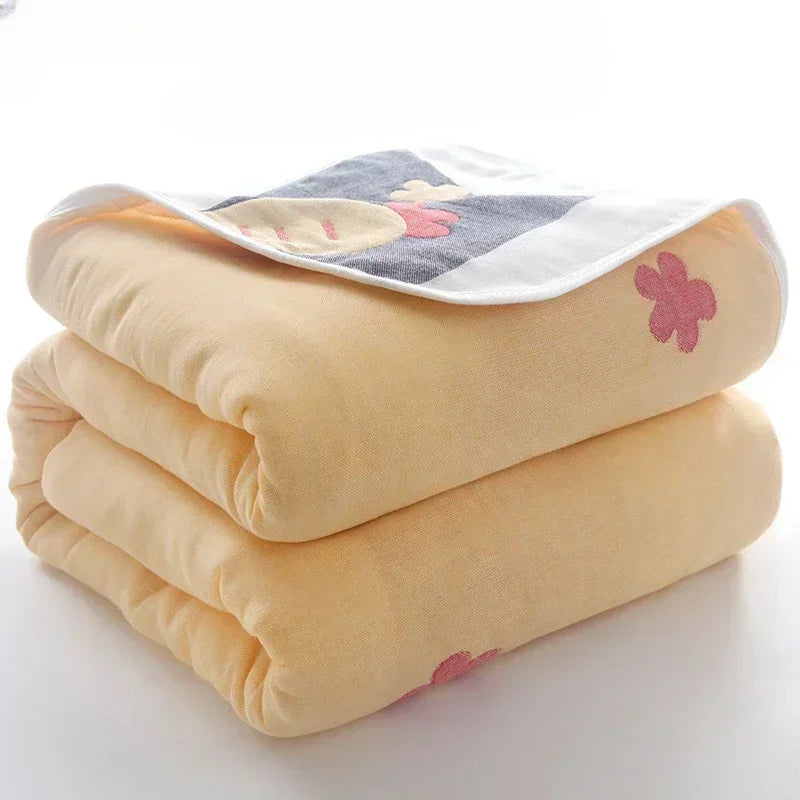 High Quality Cotton Sheet Six Layer Gauze Towel Quilt Summer Cool Blanket Children's Baby Blanket Adult Blanket Bedding
