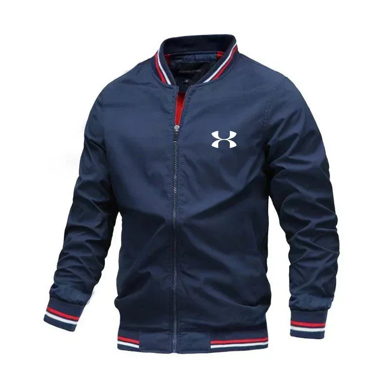 Spring new high-end fashion men's thin casual coat, outdoor sports, bicycle travel, baseball pilot, windproof round neck jacket