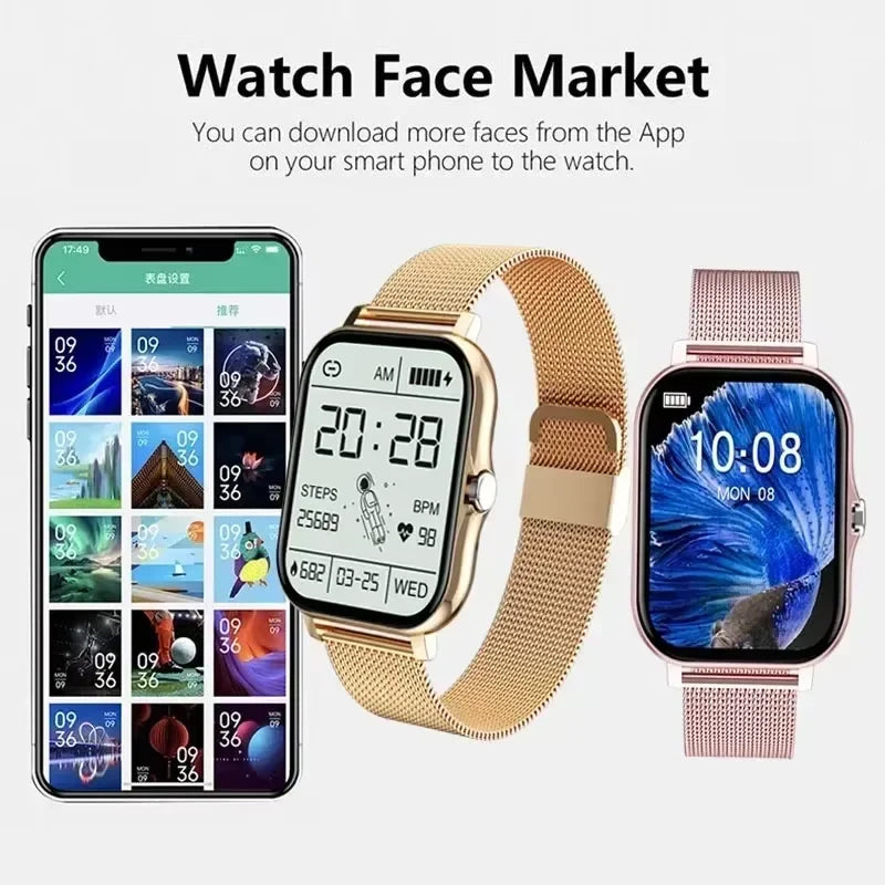 Smart Fitness Tracker Watch for Android/iOS - IP68, Heart Rate/Blood Oxygen/Sleep Monitoring, 8 Sports Modes, Breath Training