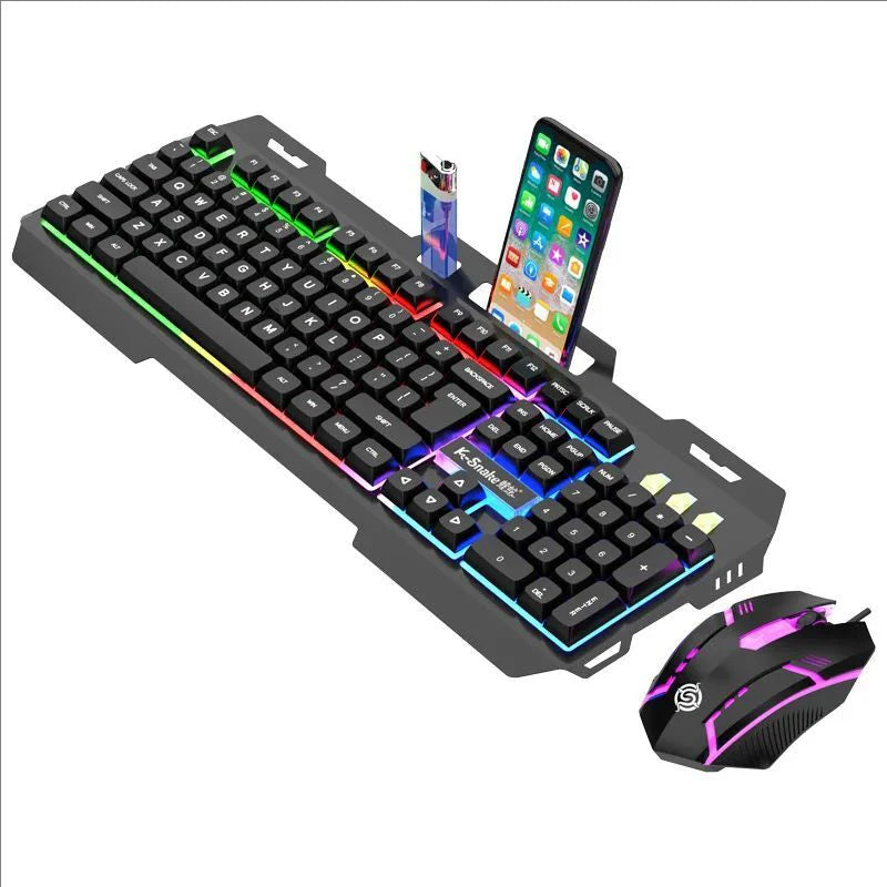 KM520 Keyboard And Mouse Set With Mechanical Touch Illuminated Wired USB Office Games Desktop Computer