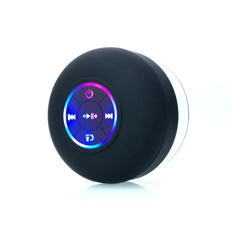 Portable Bluetooth Speaker IPX4 Waterproof With LED Lights Large Suction Cup For Bathroom Outdoor Wall Mount Wireless Music