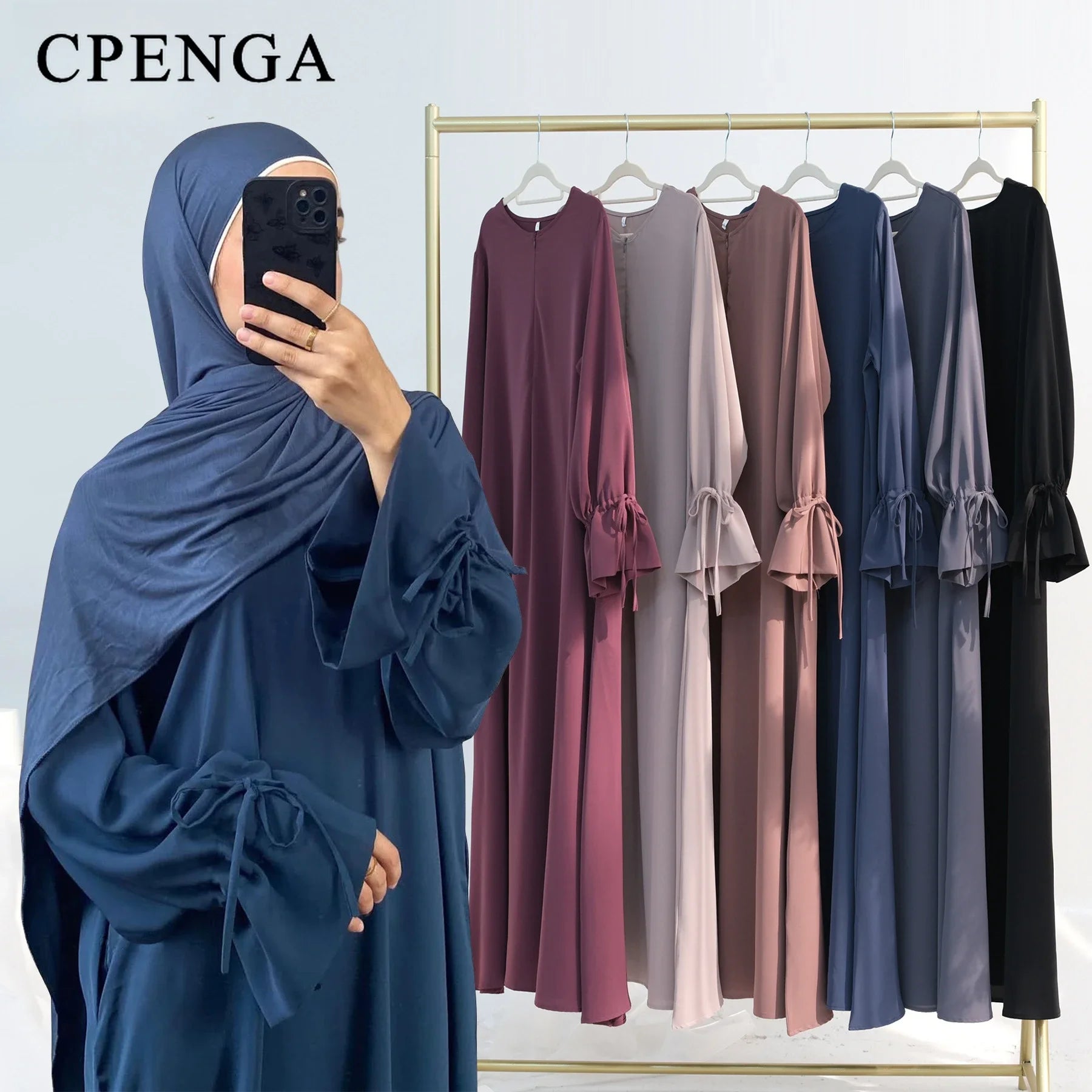 Ramadan Arabic Muslim Women Modest Dress  Elegant Dubai Plain Abaya Islamic Church Clothing Fashion Loose Turkey Solid Robe