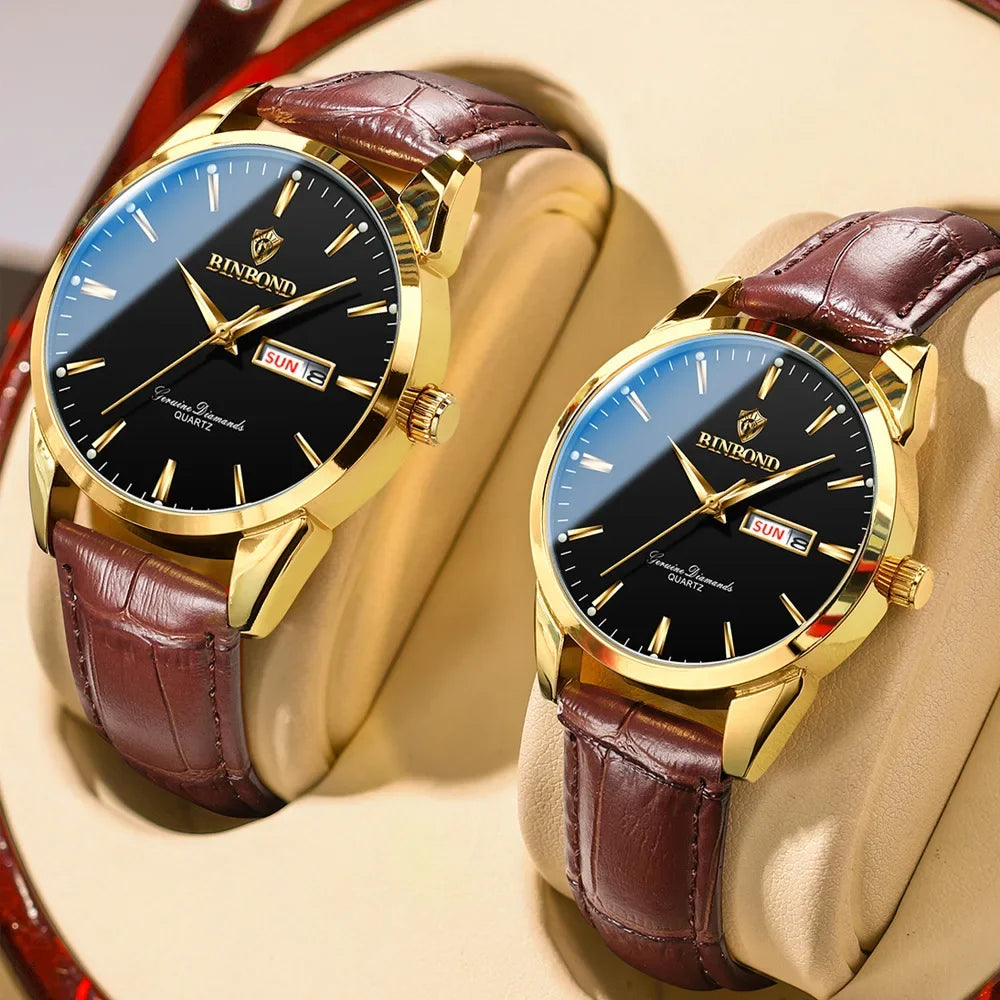 Man Watch Top Luxury Brand Couple Watch For Women Men Waterproof Clock Male Calendar Quartz Wrist Watches Leather Strap Ladies