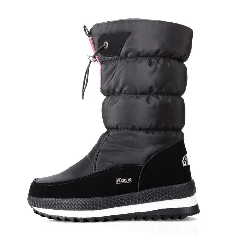 Bottes de neige épaisses pour femmes, bottes mi-mollet chaudes en peluche, antidérapantes, imperméables, bottes de neige décontractées pour femmes, chaussures blanches