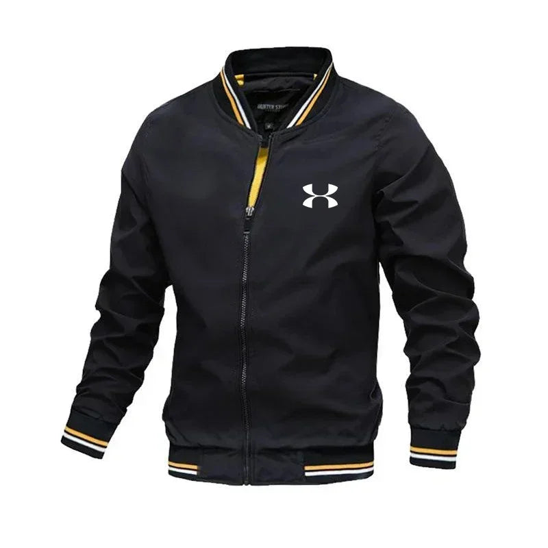 Spring new high-end fashion men's thin casual coat, outdoor sports, bicycle travel, baseball pilot, windproof round neck jacket