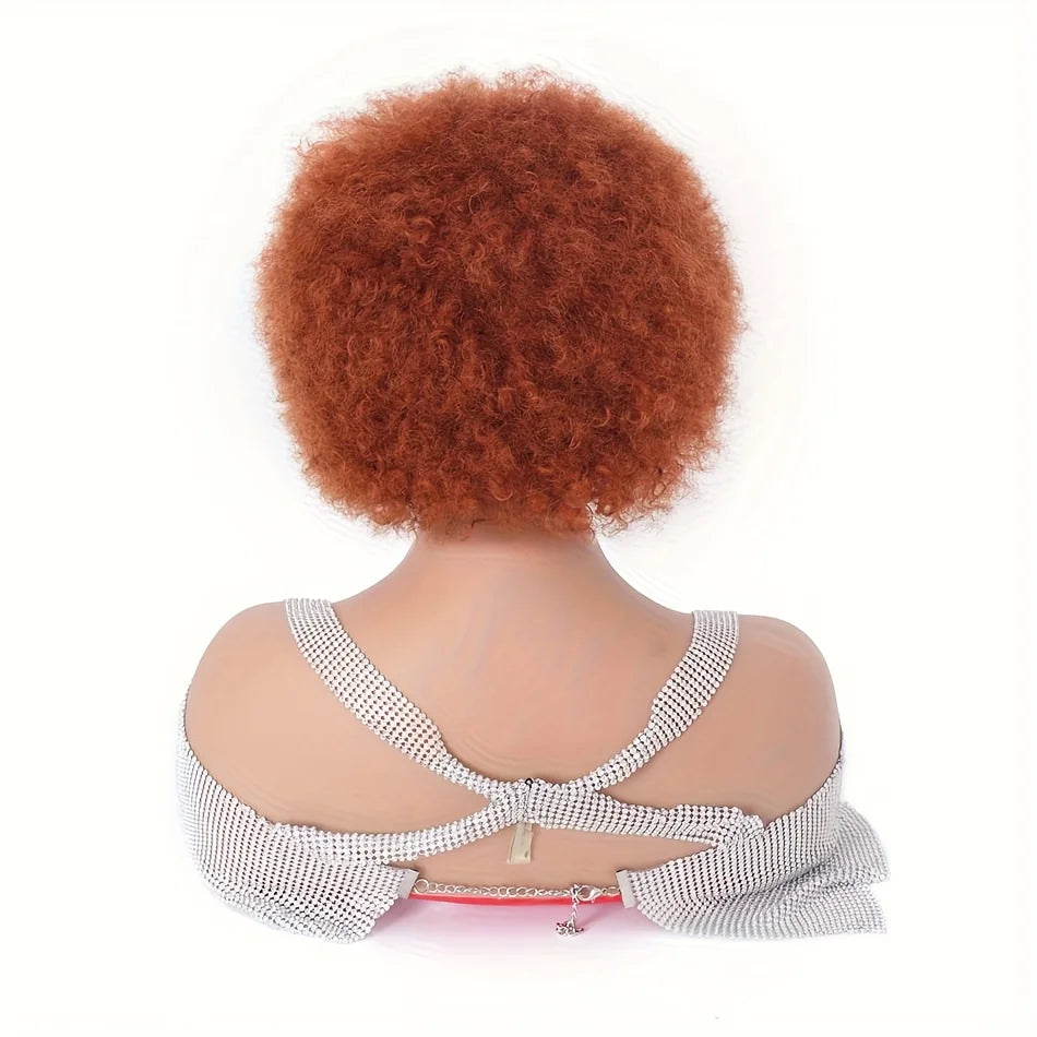 Short Afro Kinky Curly Bob Wig Rose Net Cap For Full Machine Made Wig For Women 150% Density Short Hair Wigs Afro Wig