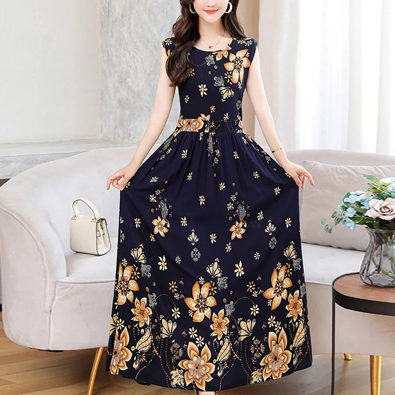 New Fashion  Summer Print Women Short Sleeve Cotton Plus Size Women Clothing Dress Ladies Large Size Vestidos dresses