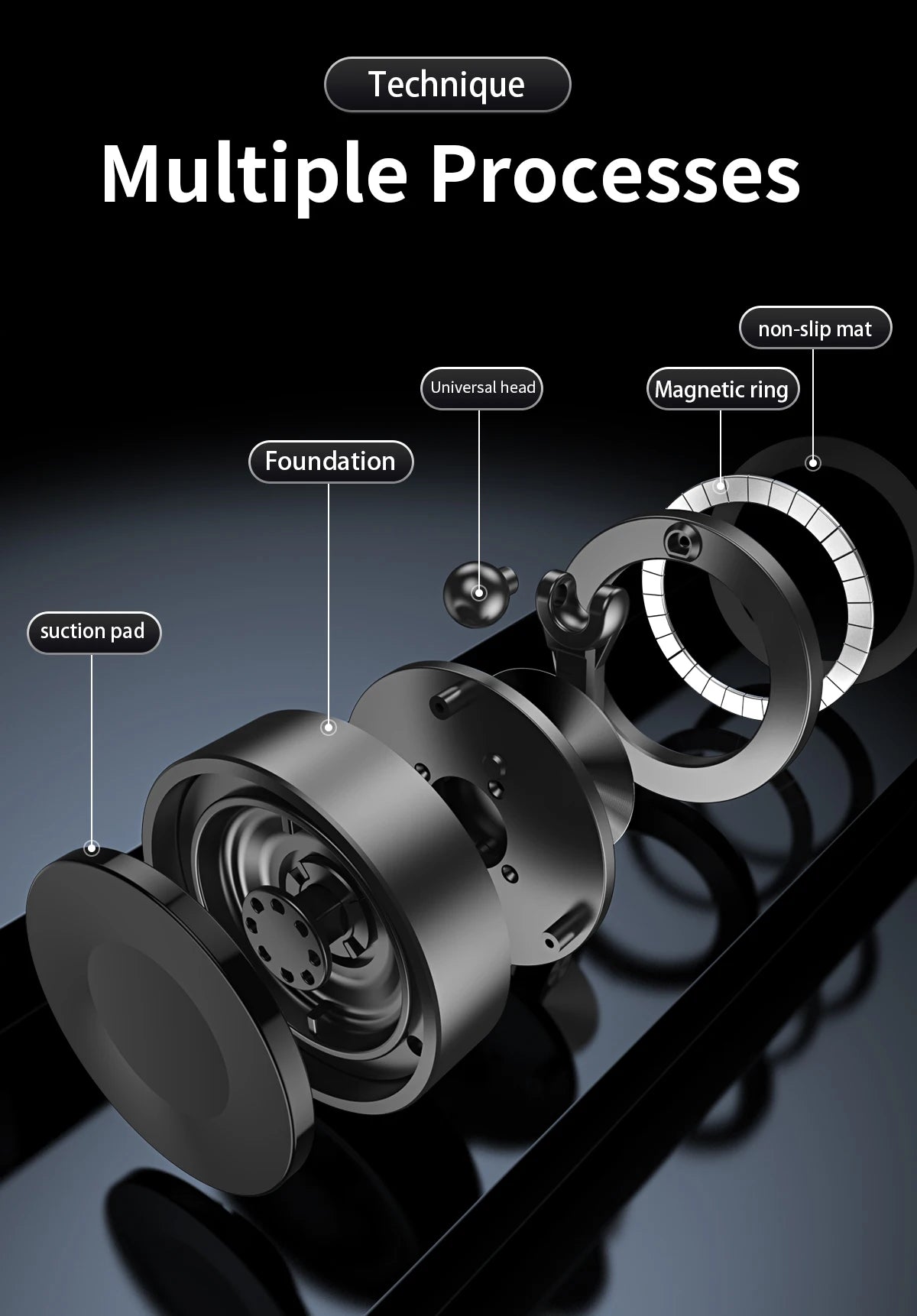 Double Sides Car Phone Holder Magnetic Vacuum Adsorption Bracket with Wireless Charger 360 degree Rotating Car Phone Stand