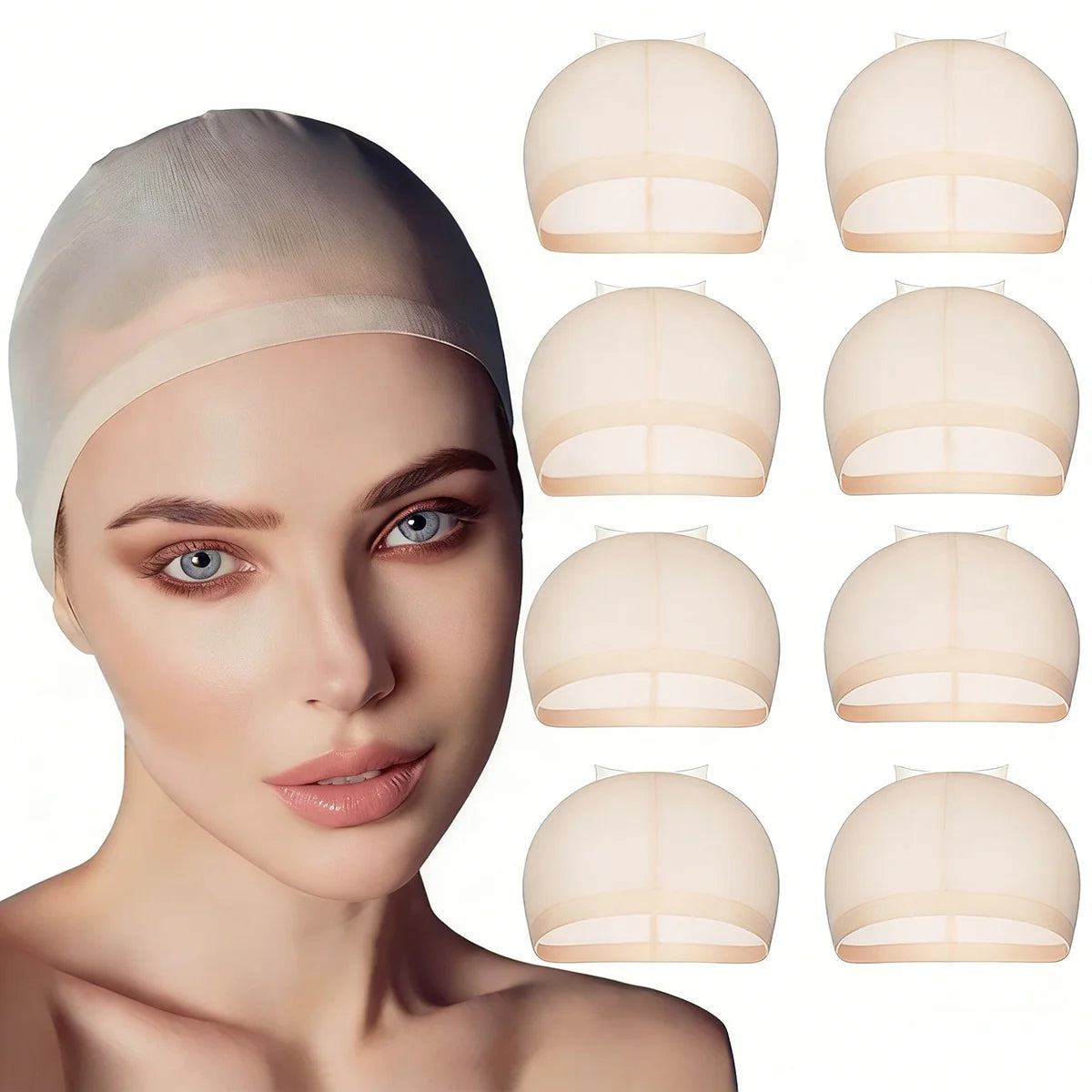 8-Pack Invisible Hair Nets, High-Elasticity Nylon Breathable Nude Hair Caps, Ultra-Thin Transparent Lace for Wigs and Hair Extensions, Essential Tool for Daily Styling and Holiday Updos, Comfortable for All Seasons and Ideal