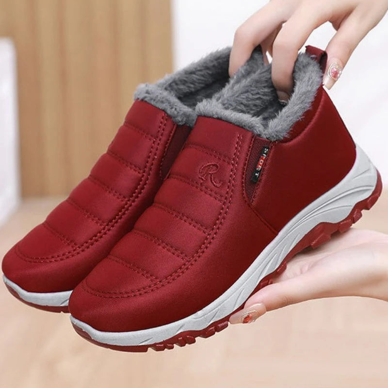 Chaussures d'hiver pour couple, bottes de neige chaudes et moelleuses, tendance, décontractées, en coton, confortables, à enfiler, pour homme et femme
