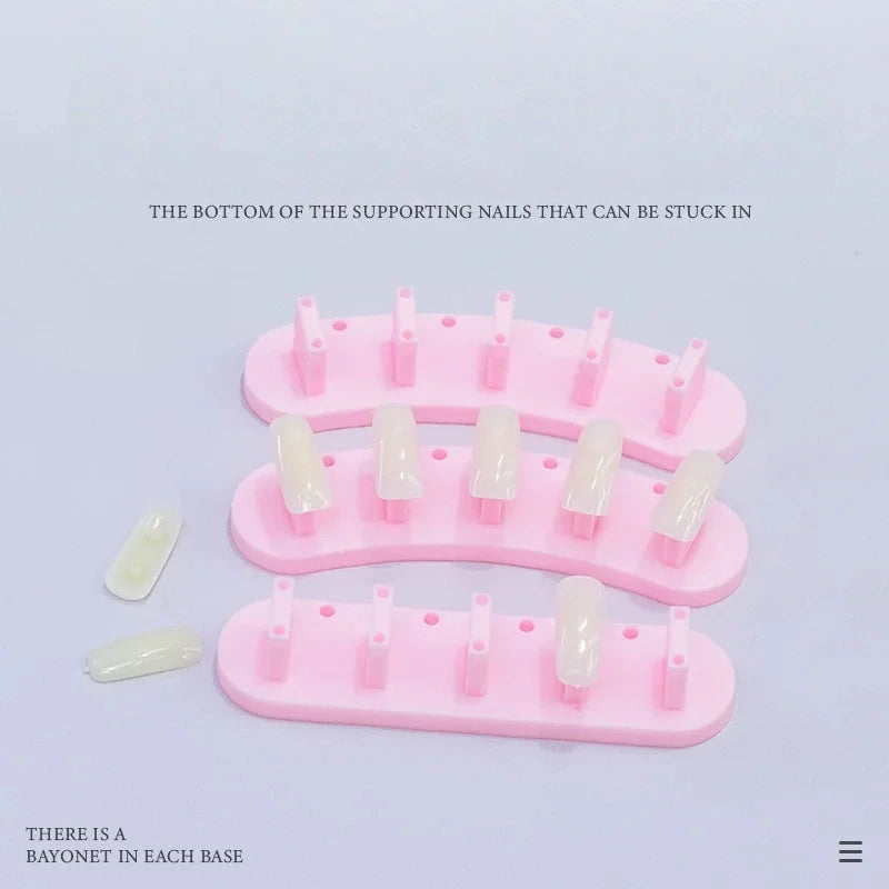 Nail Art Tools Combo - Curved & Straight Nail Tips Holders with Display Stand for Nail Art Students