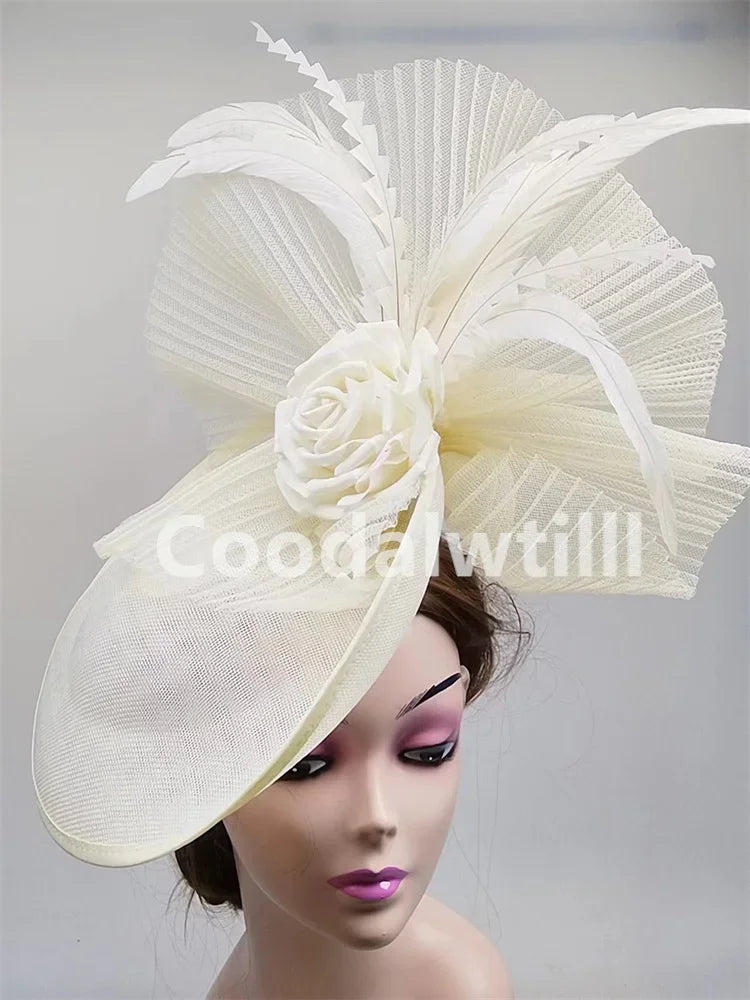Flower Fascinators Hats Party Wedding Women Pillbox Cap Elegant Ladies Church Occasion Race Millinery Cap With Net Hair Access