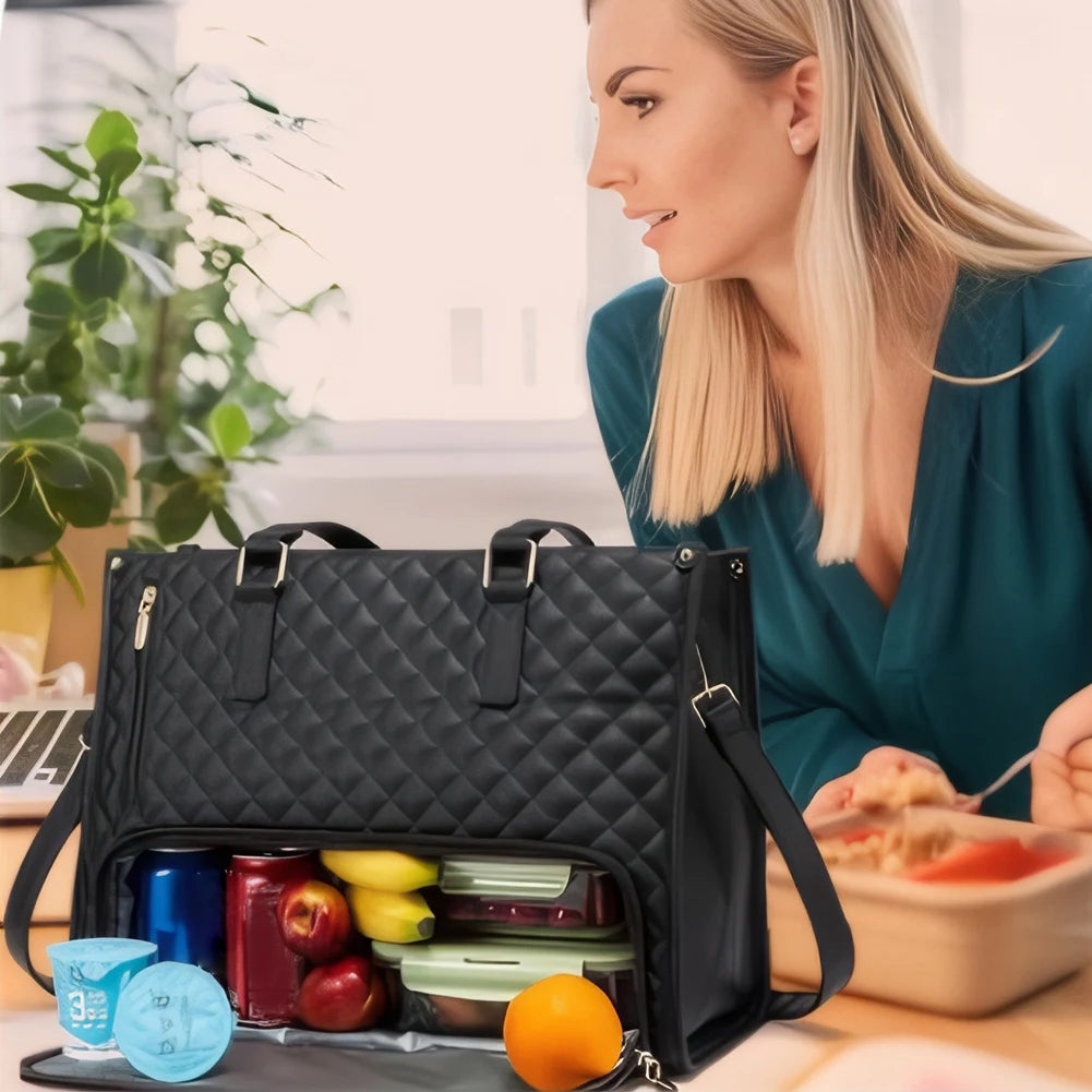 2-in-1 Lunch Tote Bag Laptop Bag with Purse Multi-Function Business Lunch Bag Lunch Box Handbag for Work Office Camping Picnic