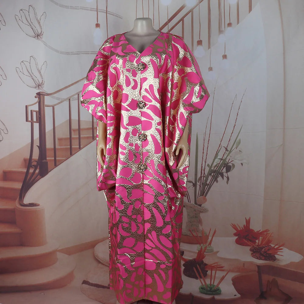 Top Fashion turkey dresses for women luxury Jacquard fabric african clothes Loose african dresses for woman