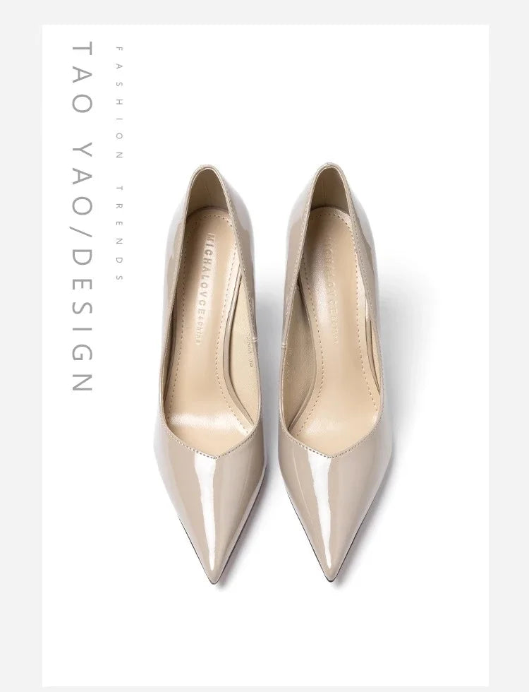 Square Heels Pumps Women Shoes Patent Leather Sexy Wedding Party Official Leisure Super Big Szie