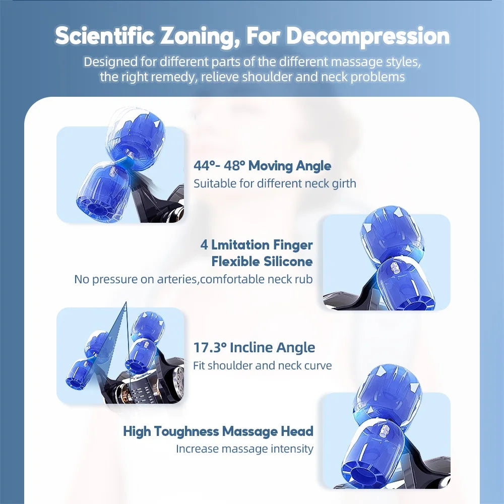 Electric Shoulder Kneading Massage Shawl Automatic Neck Back Massager Wireless Back Muscle Trapezius Relaxing Massage Pillow