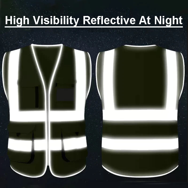Red Vest for Men Working Vest Workwear with Many Pockets Hi Vis Work Wear