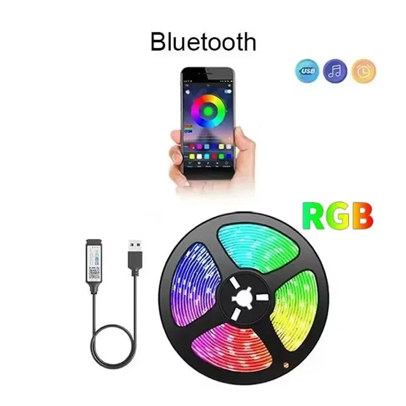 Tira de luces LED RGB de retroiluminación para TV, USB 5V SMD 5050, control remoto y por aplicación, sincronización de música, cinta flexible para decoración de habitaciones y videojuegos