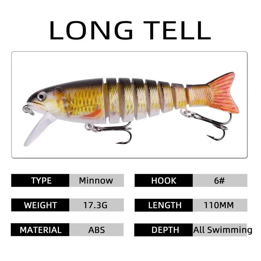 1pcs/Winter fishing gear Bionic Multi-section Swim hard bait  Artificial Wobbler Trolling pike carp crank lure